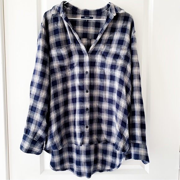 Madewell Oversized Boyshirt Flannel in Andover Plaid size medium - Picture 4 of 9